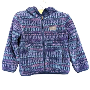 Eddie Bauer Kids Girls Full Zip Vegan Fur Hooded Jacket Multi XS 5/6 Striped - Picture 1 of 17