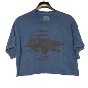 Ford Bronco A Rare Breed Cropped T-Shirt Blue Sz XL Cotton - Picture 1 of 4
