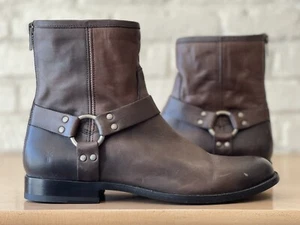 Frye Cowboy Ankle Boots Brown Strap Boots Western Women Size 11B Made In Mexico - Picture 1 of 10