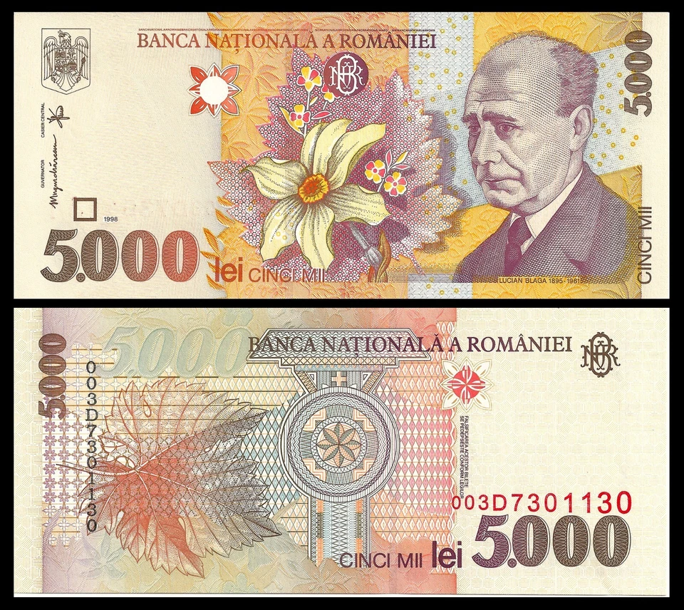 ROMANIA 5000 5.000 LEI P 107 1998 SIN CIRCULAR Foto 1 de 1