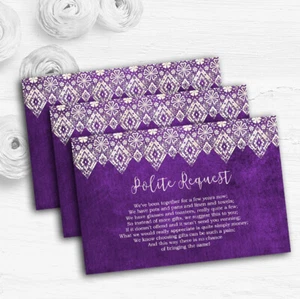Cadbury lila alt Papier & Spitze Effekt individuell Hochzeit Geschenk Geld Gedicht Karten - Bild 1 von 1