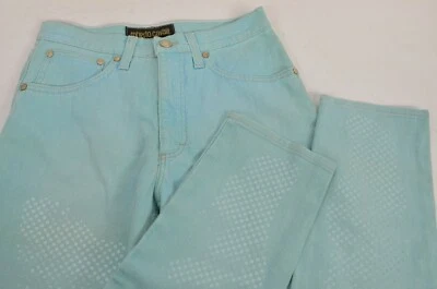 Pantalones para mujer Roberto Cavalli talla pequeña azul claro fiesta boho lindo algodón Italia Foto 1 de 4