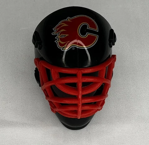 Calgary Flames Hockey Goalie Mini Helmet Franklin NHL 1.5" Black Red Vintage! Cover
