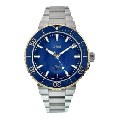 Reloj automático para hombre Oris Aquis fecha acero y oro esfera azul 41,5 mm 7769 Foto 1 de 4
