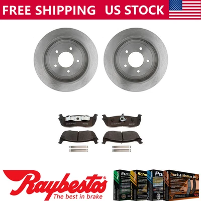 Rotores de freno traseros + pastillas de freno de cerámica y herrajes para Ford F-150 1997-1998 Foto 1 de 4