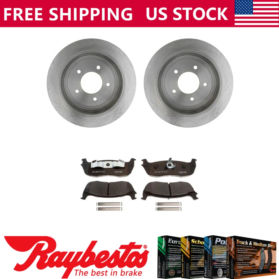 Rotores de freno traseros + pastillas de freno de cerámica y herrajes para Ford F-150 1997-1998 Foto 1 de 4