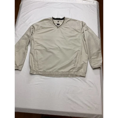 Nike Golf Pullover V Neck Windbreaker Jacket Mens XL Lightweight Beige stain pic - Image 1 of 4
