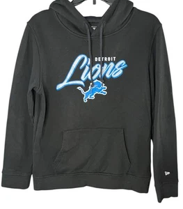 Detroit Lions Womens Black Fleece Hooded  New Era Sweatshirt Medium - Picture 1 of 5