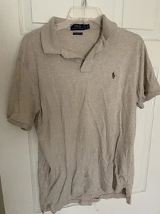 Polo Ralph Lauren Mens Custom Slim Fit Cotton Polo Shirt Beige/Sand Size Large - Picture 1 of 7