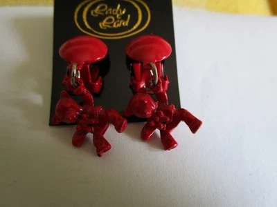 OHRCLIPS  ROT BÄRCHEN CA.  2,8  x 1 CM - Bild 1 von 2