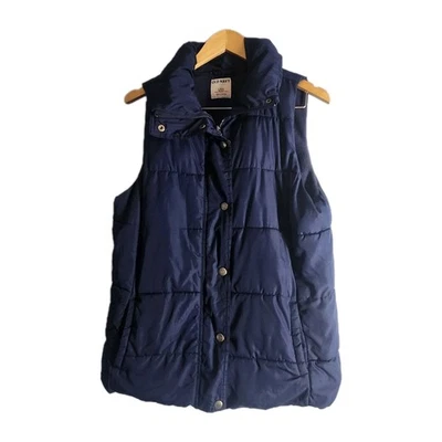 Old Navy Puffer Vest Mens Sz L Tall Blue Insulated  Full Zip & Snaps Unisex Warm - Image 1 of 4
