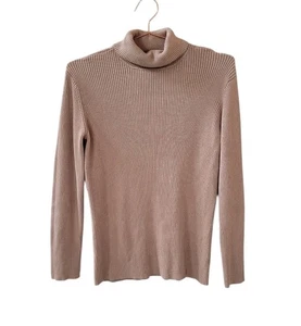Pre-Owned BOSTON PROPER XL Tan Ribbed Turtleneck Sweater Women - Picture 1 of 12