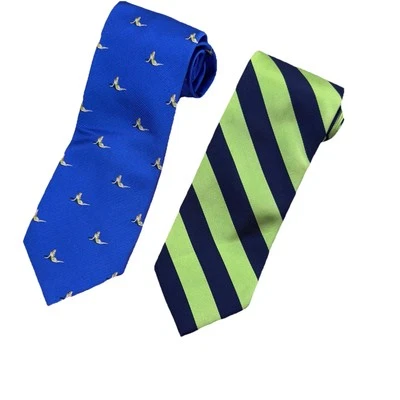 Lote Corbata J Crew Hombres Azul Pinup Colorido Verde Rayas Clásico Preppy Carrera Seda Foto 1 de 4