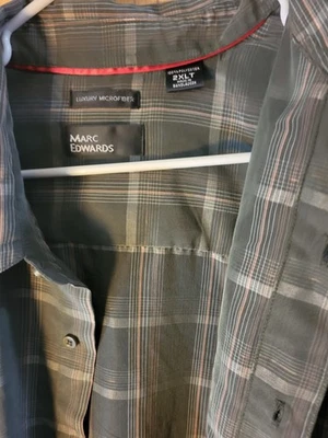 Marc Edwards Shirt Mens Size 2 XLT Gray Luxury Microfiber Button Up  - Image 1 of 4