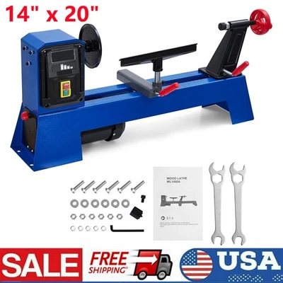 14x20in Wood Lathe Benchtop Wood Lathe Machine 4 Variable Speed Woodworking Work - Image 1 of 4