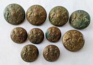 10 x WW2 GENERAL SERVICE MILITARY BRASS BUTTONS true vintage unpolished - Picture 1 of 4