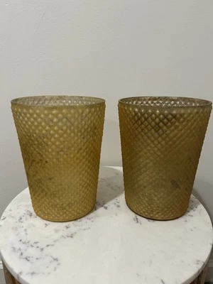 Juego de 2 candelabros Pottery Barn Gold Mercury Hurricane decoración hogar Foto 1 de 4