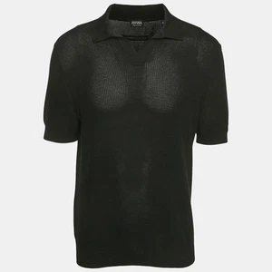 Z Zegna Black Knit Cotton Polo T-Shirt M - Picture 1 of 4