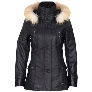 Women's Black Parka Leather Jacket Quilted Detachable Hooded Trench Jacket Coat - Picture 1 of 5