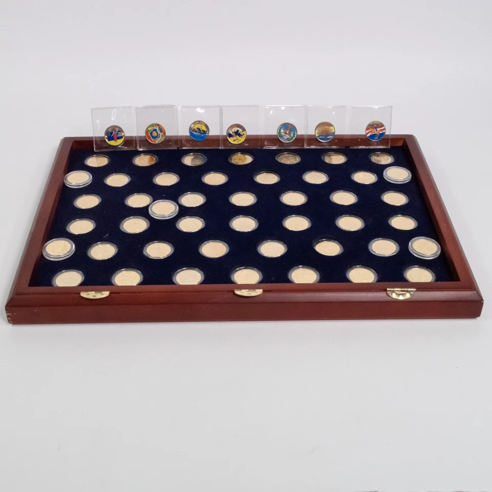 45 Statehood Quarter Dollars 24KT GOLD Layered Edition With 7 Colorized Quarters - Image 1 of 4