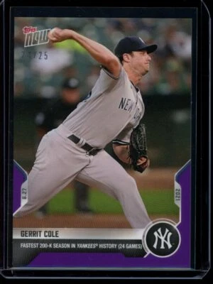 2021 Topps Now #722 Gerrit Cole Purple Parallel Card #d /25 - Image 1 of 2