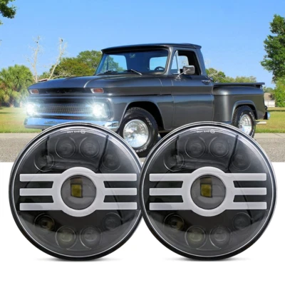 Par de faros LED redondos de 7 pulgadas alto bajo para Chevrolet C10 Panel 1964 1966 Foto 1 de 4