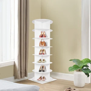 7-Tier 360° Rotating Shoe Rack - Durable Storage Tower for 28 Pairs - Picture 1 of 9