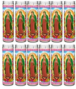 Set of 12 unscented Guadalupe religious candles - Picture 1 of 1