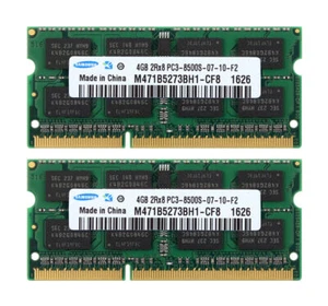 "Samsung 8 GB 2x 4 GB 2RX8 DDR3 1066 MHz PC3-8500S SODIMM computer portatile memoria RAM CL7" - Foto 1 di 10