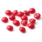 Lot (15) Tèque Art Déco Tête Verre Rouge Perles Boutons Éléments 7mm