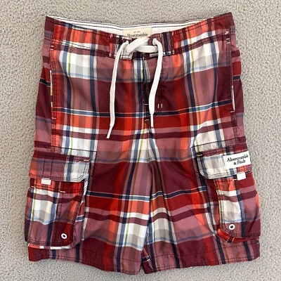 Abercrombie & Fitch Shorts Mens Medium Plaid Long Board Swim Trunks Cargo Lined - Image 1 of 4