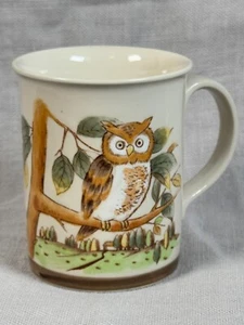 Vintage Otagiri Japen Owl Branch Stoneware Coffee Mug Cup 1970s Height 3.75" - Picture 1 of 7