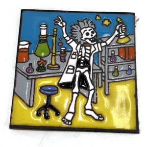 Day of the Dead Art Tile Skeleton Mad Scientist Hand Glazed 4.25" Square - Picture 1 of 7