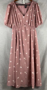Disney Her Universe Minnie Mouse Dress Size 0 (12) Mauve Chiffon Midi Short Slv - Picture 1 of 9