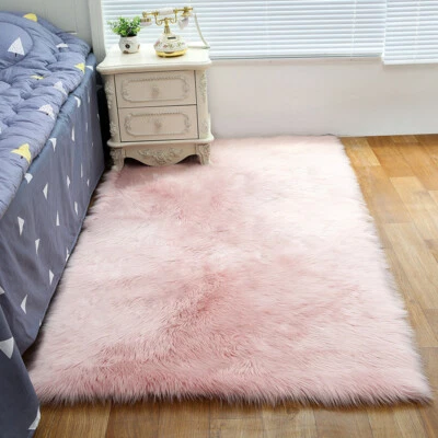 Fluffy Rugs Bedroom Furry Carpet Bedside Sheepskin Area Children Play Room Decor - Image 1 of 4