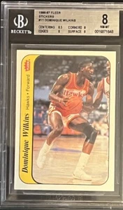 1986-87 Fleer Basketball Dominique Wilkins Sticker #11 BGS 8 Rookie RC Hawks HOF - Picture 1 of 1