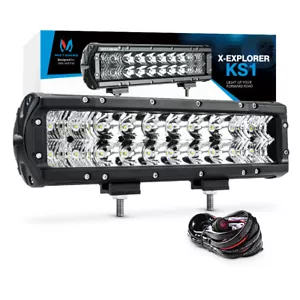 12" Inch LED Light Bar Combo OffRoad Driving Light for Pickup Truck+Wire Harness - Picture 1 of 9