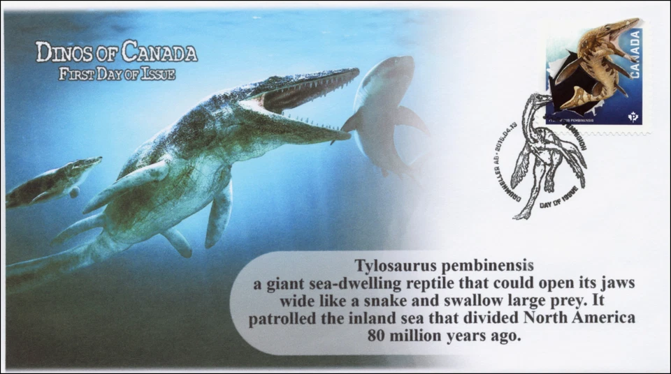 2015, Canada FDC, Dinos of Canada, Tylosaurus pembinensis, 15-002 - Image 1 of 1
