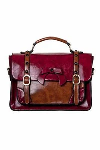 Red Vintage Rockabilly Buckle With Bow Retro Bag Satchel By BANNED Apparel - Picture 1 of 2