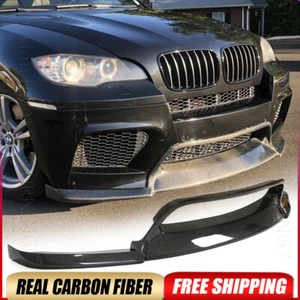 Kit de carrocería alerón labial parachoques delantero apto para BMW E70 E71 X5M X6M 10-14 CARBONO REAL - Imagen 1 de 15