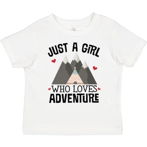 Inktastic Just A Girl Who Loves Adventure Toddler T-Shirt Tent Apparel Trip Cute - Picture 1 of 12