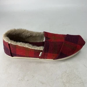 Zapatos planos Toms Alpargata de piel sintética de búfalo a cuadros rojos crema talla 8 para mujer - Imagen 1 de 8