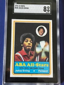 1973-74 Topps Basketball # 240 Julius Erving NM-MT 8 Super Sharp Card! - Bild 1 von 2