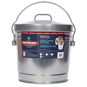 6-Gallon Durable Galvanized Steel Locking Lid Storage Feed Can Garbage Can - Picture 1 of 10