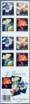 SoCo Stamps - US Scott #3457e - 2000 4 Flowers First Class 34¢ full booklet MNH - Image 1 of 2