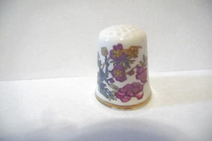 THIMBLE IRONSTONE JOHNSON BROS ENGLAND WGPH '80'S "MAUVE & YELLOW FLOWERS" - Imagen 1 de 5