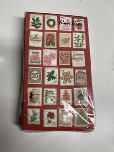 Punch Studio Christmas Holiday Stamps Red 32-Count Napkins #14133 Guest Towel - Picture 1 of 2