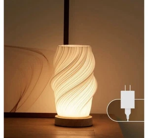 Bedside Lamp Wood Base Aesthetic - Dawnwake - Picture 1 of 3