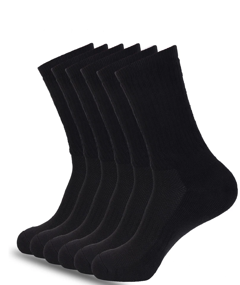 6 pares de calcetines de algodón lisos deportivos deportivos de trabajo blanco negro gris Foto 1 de 3