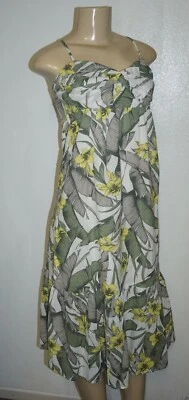 NEW BANANA REPUBLIC WOMEN GREEN MULTI FLORAL KNOT FRONT MIDI DRESS SIZE 4 US - Image 1 of 4